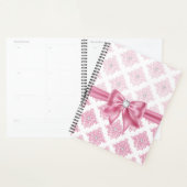 Elegante Glam Pink Bow Diamonds Damask Planner (Display)