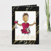 Elegante Glam Zwart Goud Rode Wijn Verjaardag Kaart (Voorkant)