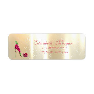 Elegante glamoureuze bloemeno hielen, adreslabel etiket