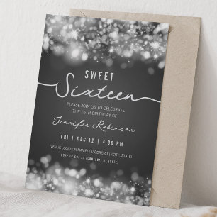 Elegante glanslichten Sweet Sixteen Zilver  Kaart