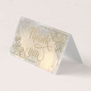 Elegante Glanzende Gouden Glitter Bedanktkaart Visitekaartjes