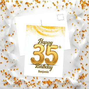Elegante Glanzende Gouden Glitter Confetti 35e Ver Briefkaart