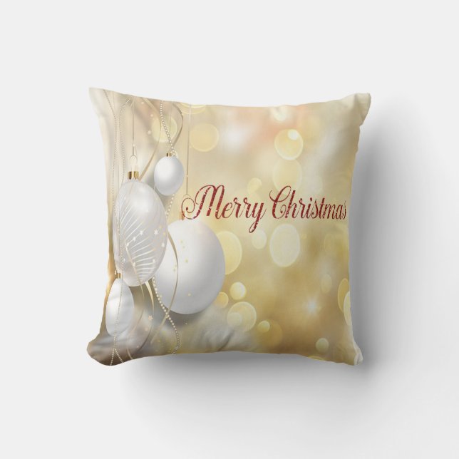 Elegante glanzende gouden kerstversieringen kussen (Voorkant)
