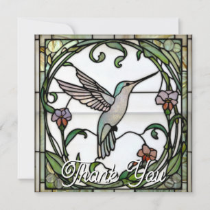 Elegante glas-in-lood art nouveau kolibrie bedankkaart