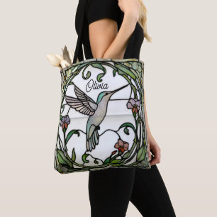 Elegante glas-in-lood art nouveau kolibrie draagtas