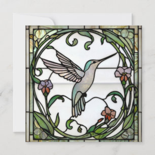 Elegante glas-in-lood art nouveau kolibrie kaart
