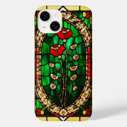 Elegante Glazen in lood rode bloem Case-Mate iPhone Case (Achterkant)