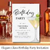 Elegante glazen verjaardagsuitnodiging kaart