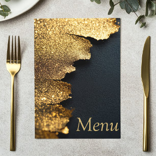 Elegante glinsterende gouden en zwarte menukaart