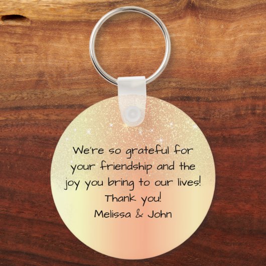 Elegante Glinsterende Gouden Ombre Glitter Regen M Sleutelhanger (Achterkant)