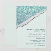 Elegante Glitter 99e verjaardag uitnodigingen Spar (Voorkant / Achterkant)