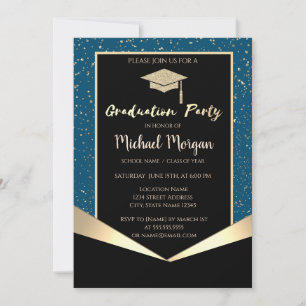 Elegante Glitter Afstudeerhoed, Confetti Afstudere Kaart