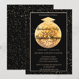 Elegante Glitter Afstudeerhoed, Disco Bal Confetti Kaart