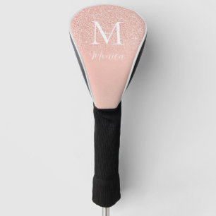 Elegante Glitter Baby Roze Monogram Naam Minimaal Golfheadcover