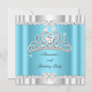 Elegante Glitter Blauwe Glamour Zilveren Tiara Har Kaart