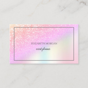 Elegante Glitter Bokeh Ombre, Frame Holografisch Visitekaartje