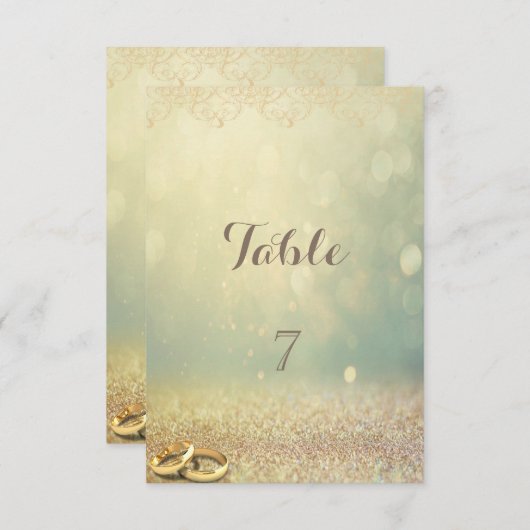 Elegante glitter, bokeh, ringen tafelkaart kaart (Voorkant / Achterkant)