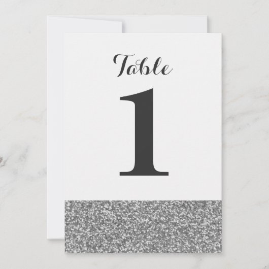 Elegante Glitter Bruiloft Tafel Nummer Kaarten (Voorkant)