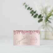 Elegante Glitter Cupcake Roos Gold Drips Visitekaartje (Staand voorkant)