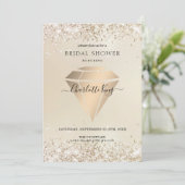 Elegante Glitter Diamond Einladung Kaart (Staand voorkant)