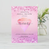 Elegante Glitter Diamond Einladung Kaart (Staand voorkant)