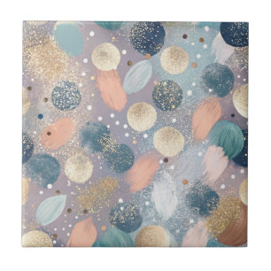 Elegante Glitter Dot & Brushstroke Abstract Tegeltje