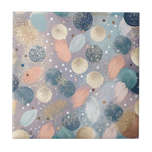 Elegante Glitter Dot & Brushstroke Abstract Tegeltje (Voorkant)