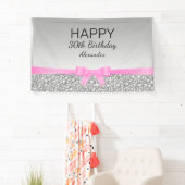 Elegante glitter en roze lint verjaardag spandoek (Insitu)