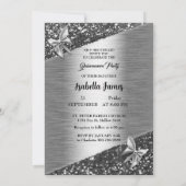 elegante glitter folie sparkle chique zilveren vli kaart (Achterkant)