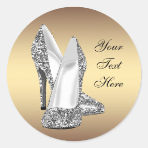 Elegante Glitter Gouden Hoge Hak Schoen Stickers