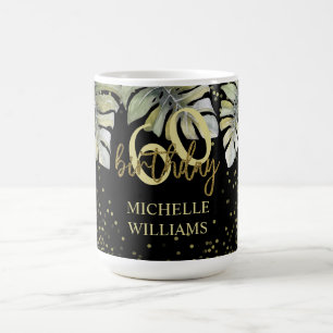 Elegante Glitter Gouden Palm Kalligrafie Verjaarda Koffiemok