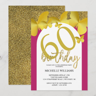 Elegante Glitter Gouden Vlinder Kalligrafie Kaart