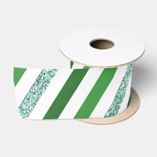 Elegante Glitter Groene Strepen,Kerstmis Lint