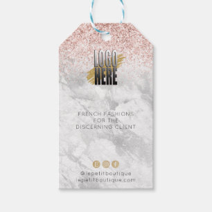 Elegante Glitter Marmer logo Kleding Prijskaartje Cadeaulabel