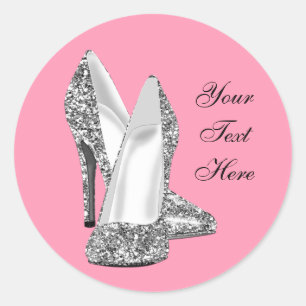 Elegante Glitter Roze Hoge Hak Schoen Stickers