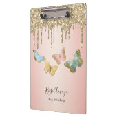 Elegante Glitter Vlinders Gepersonaliseerd Klembord (Links)