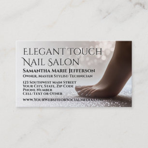 Elegante Glitter Voet Pedicure Manicure Nagelsalon Visitekaartje
