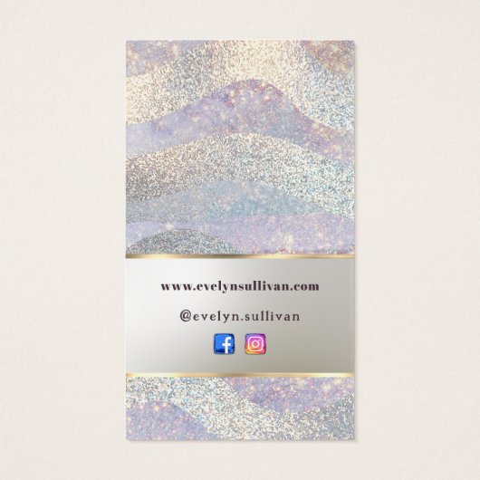 Elegante glitter waterverf golven bijsluiter visitekaartje (Achterkant)