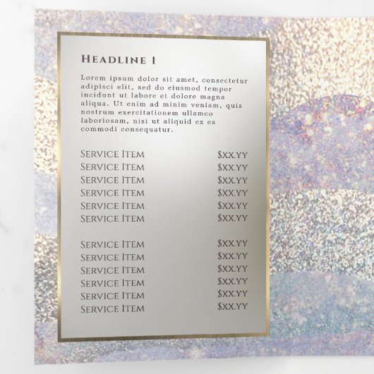 Elegante glitter waterverf golven drievoudige fold drieluik kaart (Binnenzijde eerst)