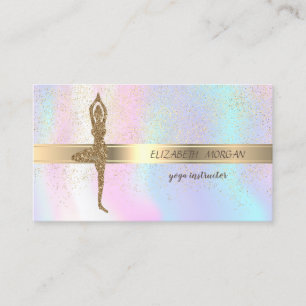 Elegante Glitter Yoga Meisje,Confetti,Holografisch Visitekaartje