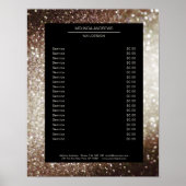 Elegante Glitter Zilver Goud Prijslijst Poster (Voorkant)
