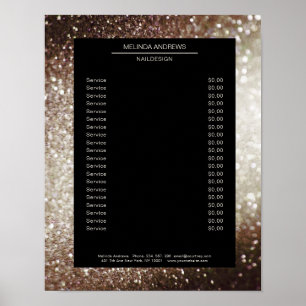 Elegante Glitter Zilver Goud Prijslijst Poster