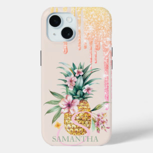 Elegante Glitterdruppels Bloemig Ananas