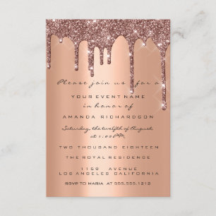 Elegante Glitterdruppels Roze Goud Bruids Sweet 1 Kaart