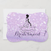 Elegante Glitterende Bokeh, Silhouet Bruidsmeisje  Kaart (Voorkant)