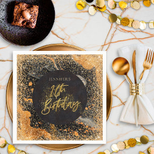Elegante Glitters 16e Verjaardag Zwart en Goud Servet