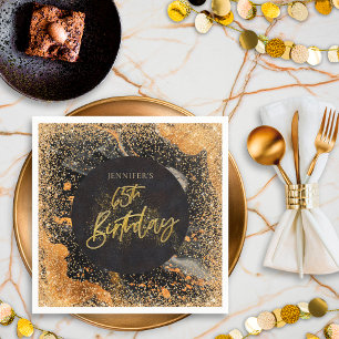 Elegante Glitters 65e Verjaardag Zwart en Goud Servet