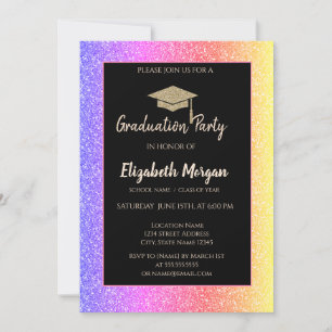 Elegante glitters afstudeerhoed kleurrijke glitter kaart