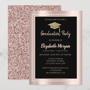 Elegante glitters afstudeerhoed roze gouden glitte kaart