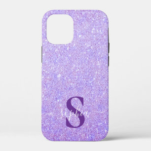 Elegante glitters monogram naam iPhone 12 mini hoesje